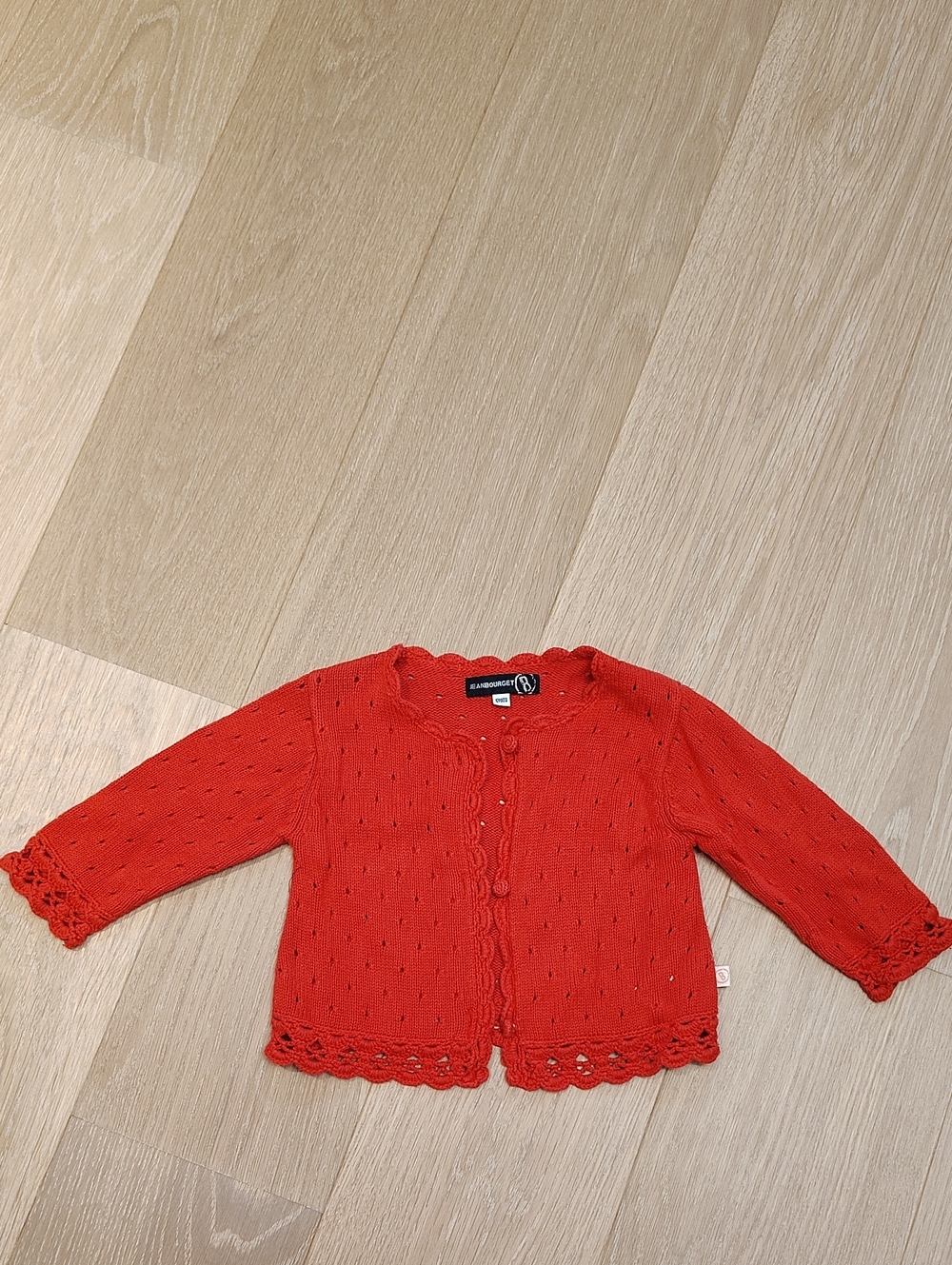 Jean Bourget Red Knit Girls' Cardigan